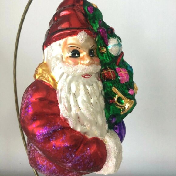 ✨ NEW Authentic Christopher Radko SANTA Claus Christmas TREE Huge Glass Ornament - Picture 2 of 6